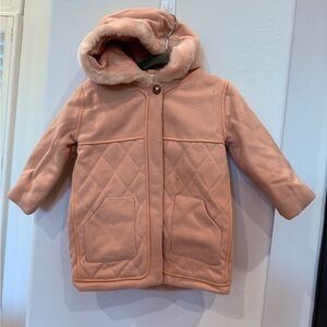Girls Chloe Wool Coat Pink Hooded size 2
